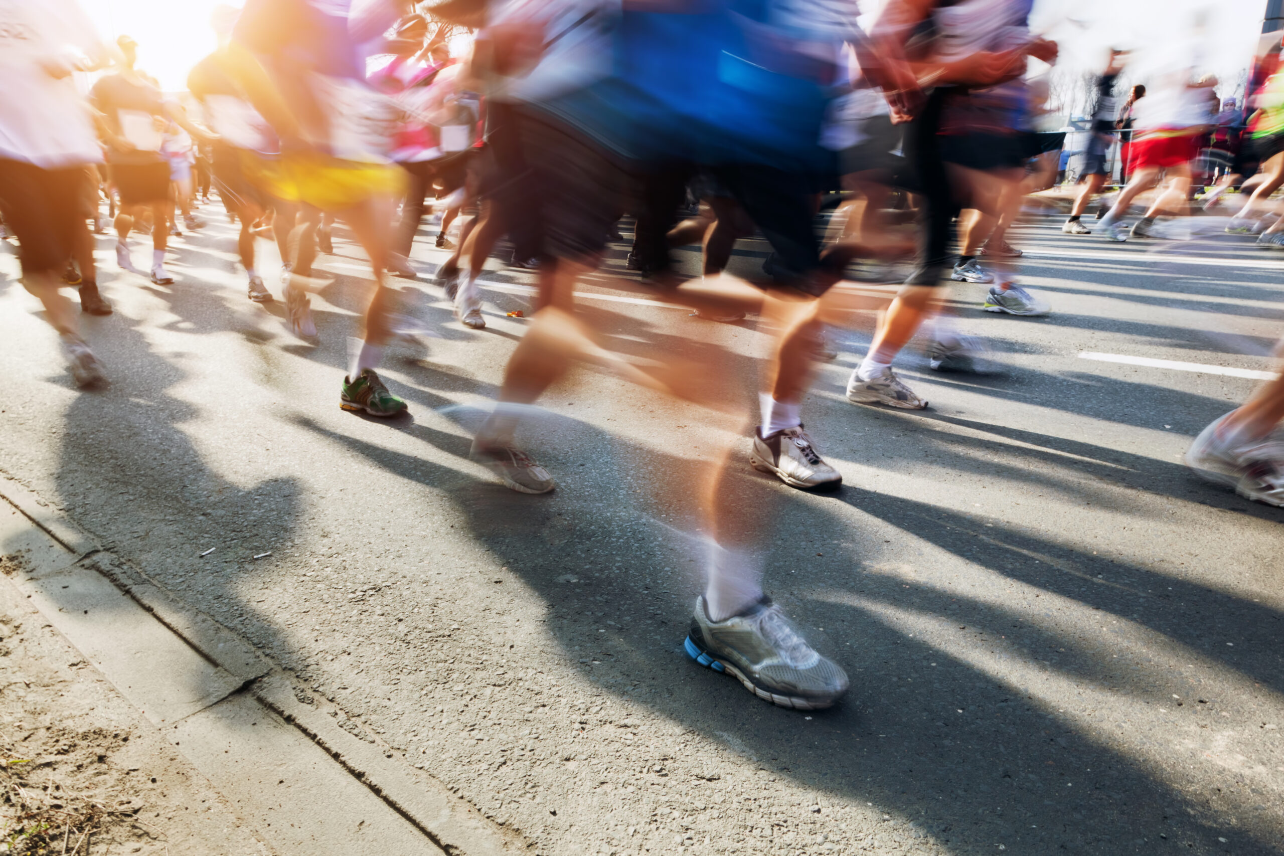 A group of people preparing for their first marathon.