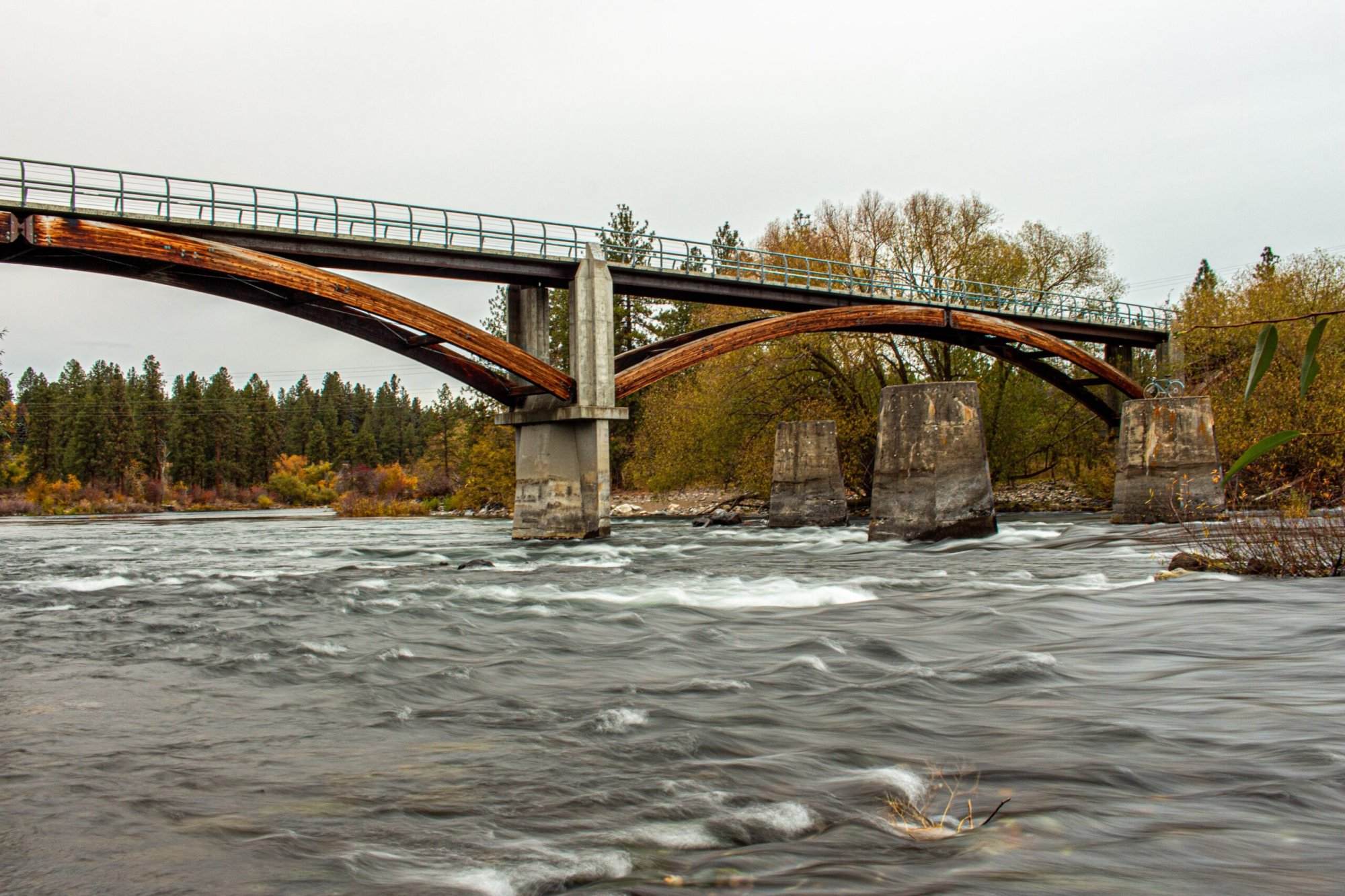 A bridge over a river.