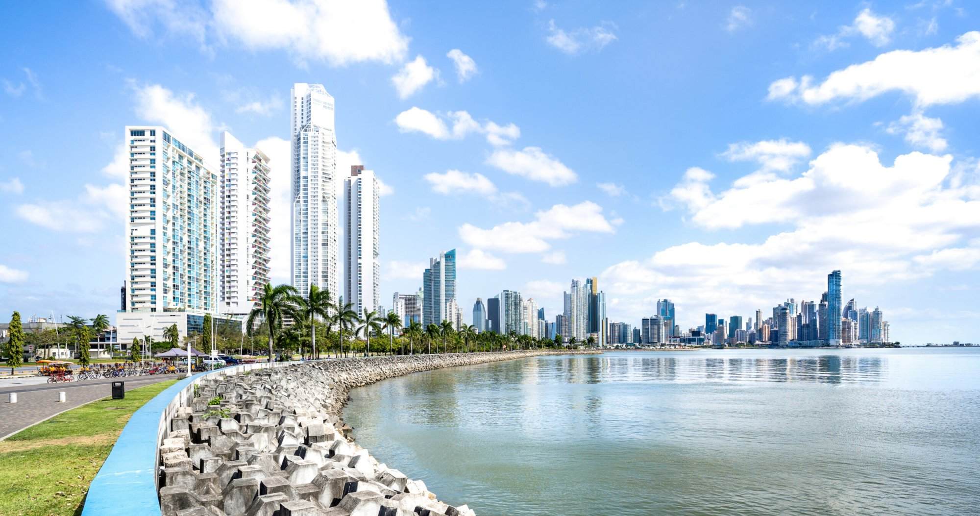 The skyline of Panama City Beach on a sunny day.